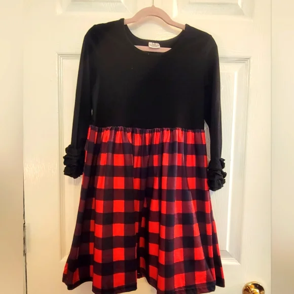 white christmas dresses Vineyard Vines Holiday Dress, Cream/Red Plaid Girls Size M ( main image 1